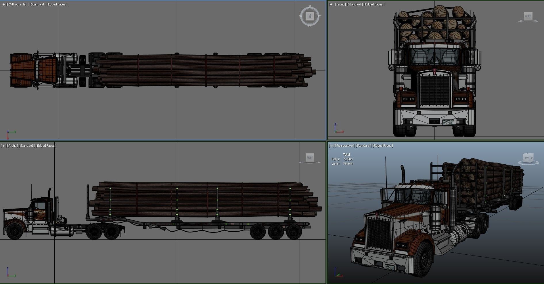 Kenworth W900L logger  Low-poly 3D model_41