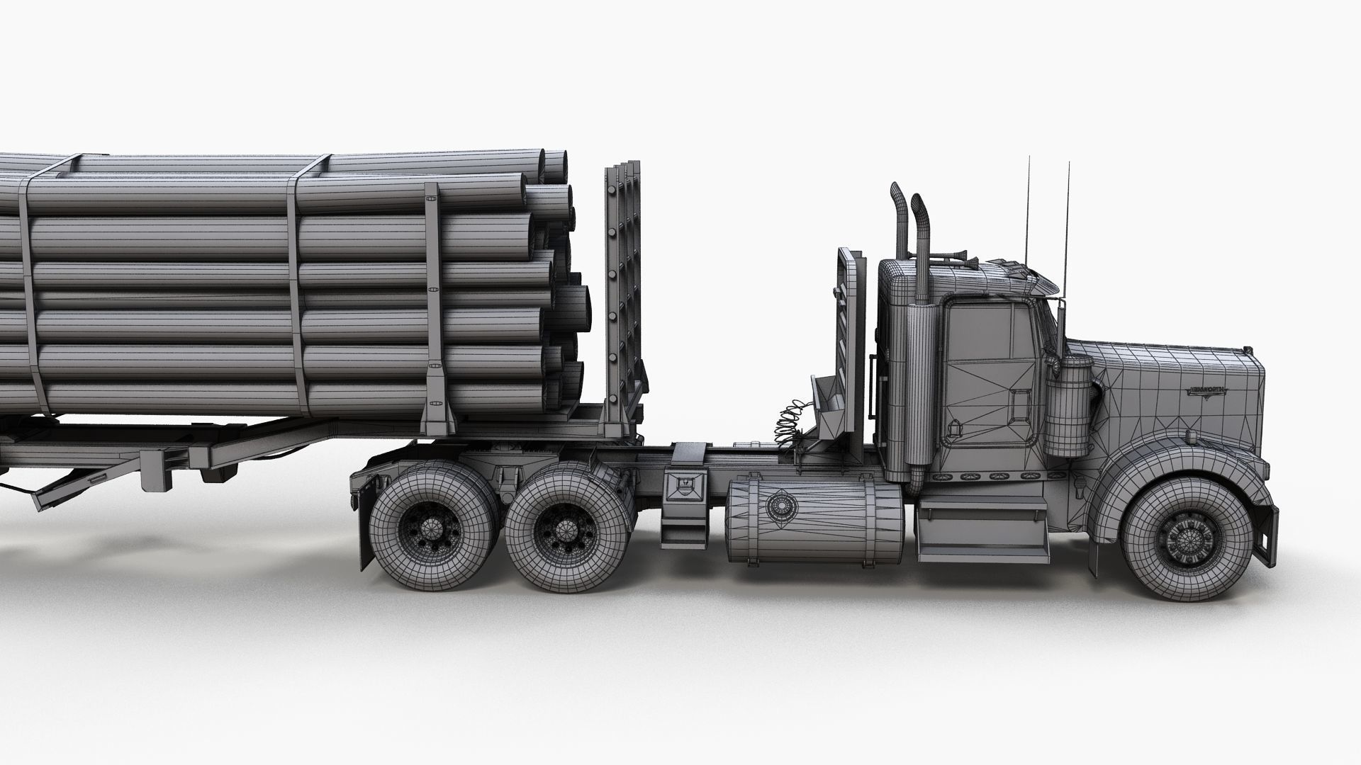 Kenworth W900L logger  Low-poly 3D model_13