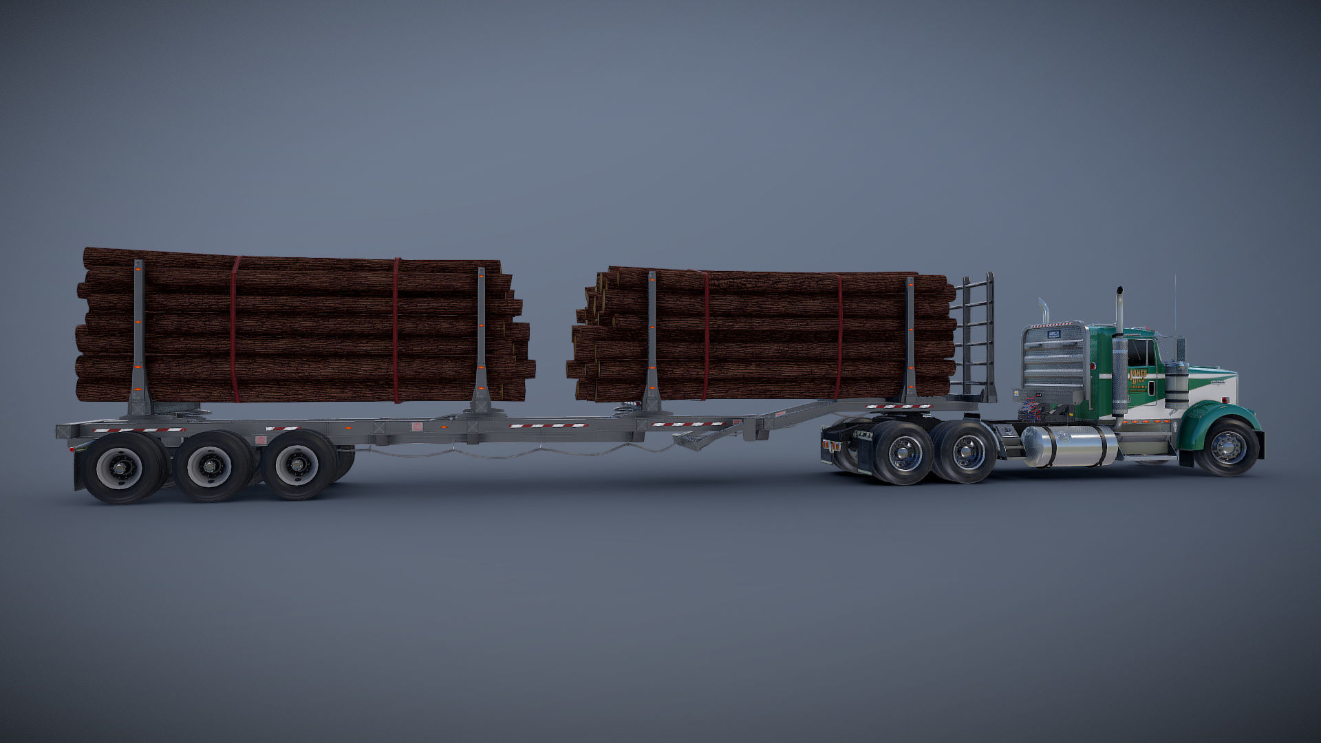 Kenworth W900L logger  Low-poly 3D model_22