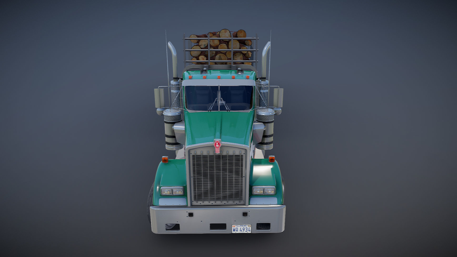 Kenworth W900L logger  Low-poly 3D model_27