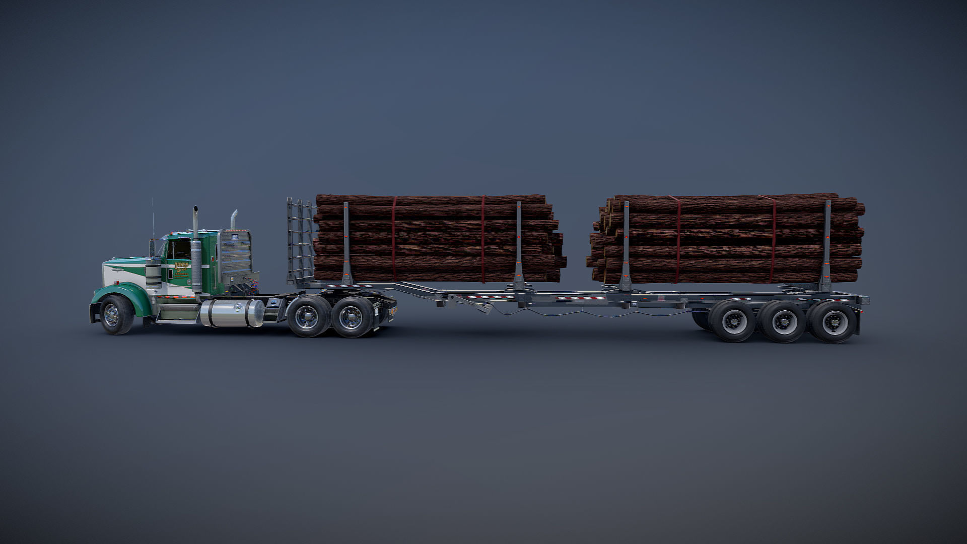 Kenworth W900L logger  Low-poly 3D model_21