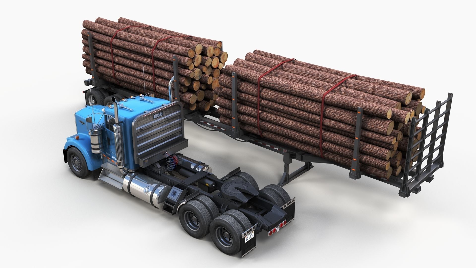 Kenworth W900L logger  Low-poly 3D model_2