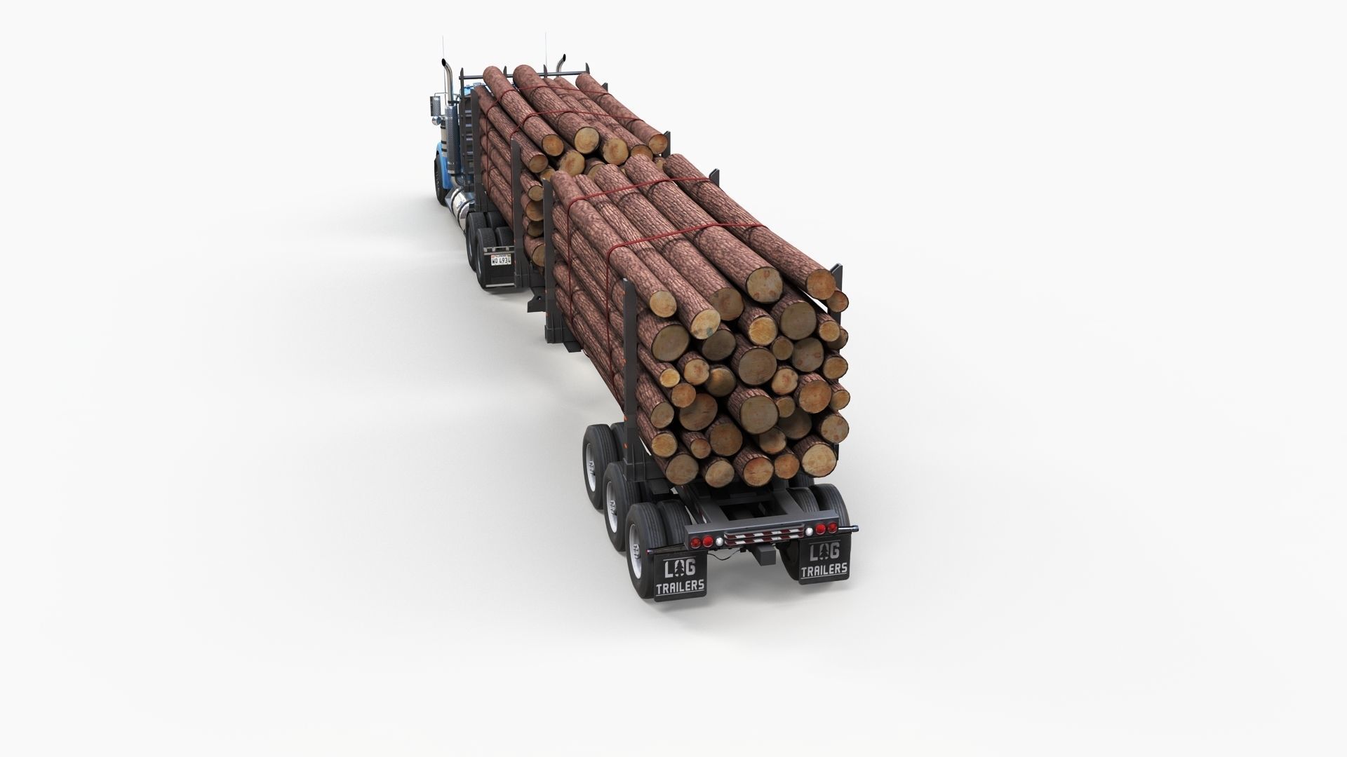 Kenworth W900L logger  Low-poly 3D model_8