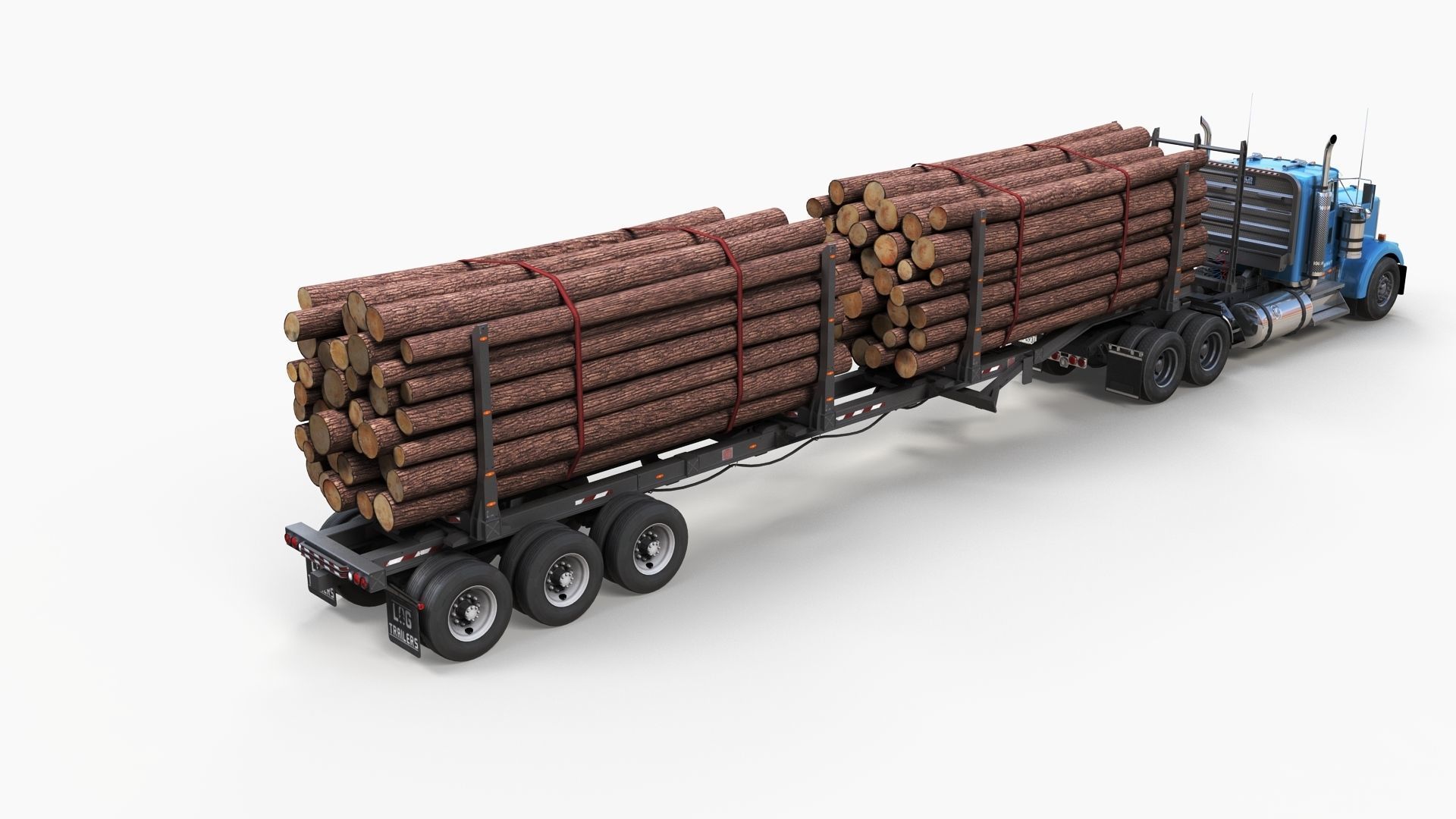 Kenworth W900L logger  Low-poly 3D model_4