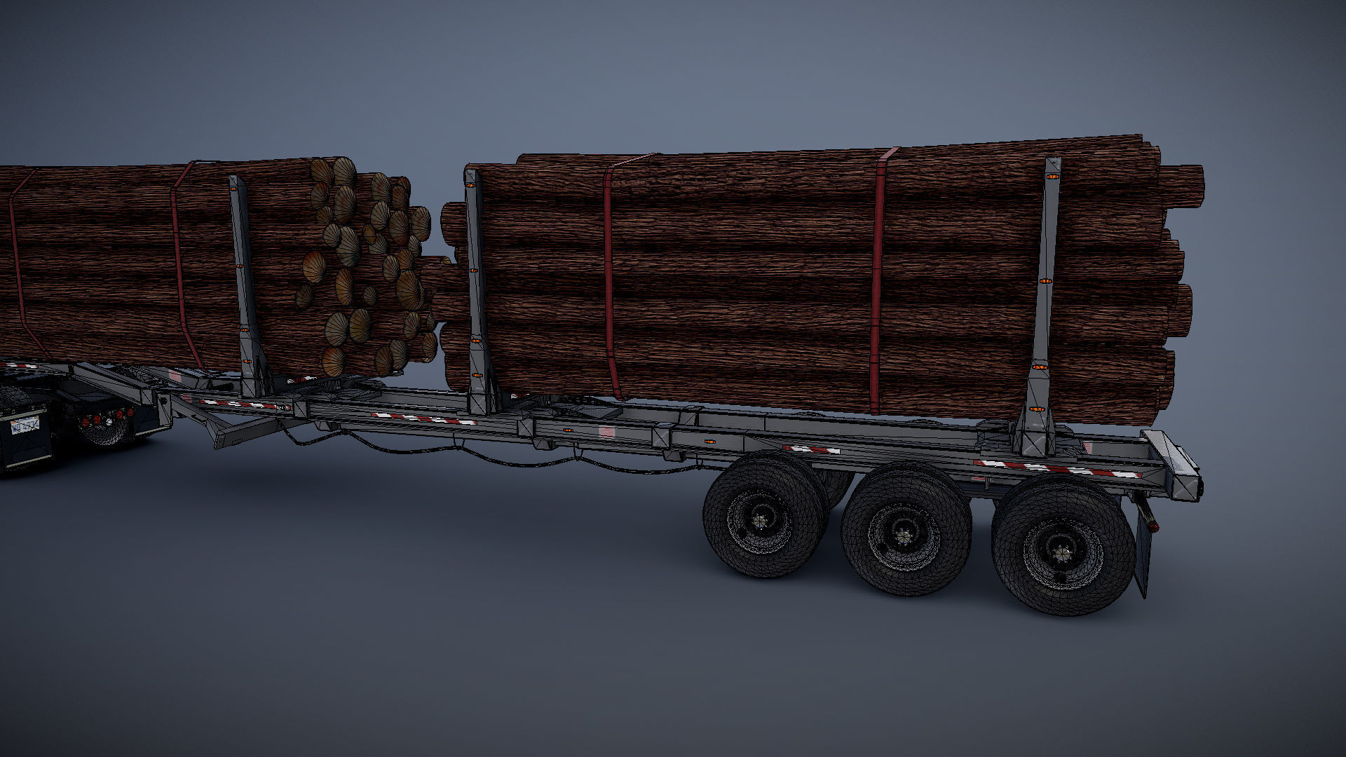 Kenworth W900L logger  Low-poly 3D model_34