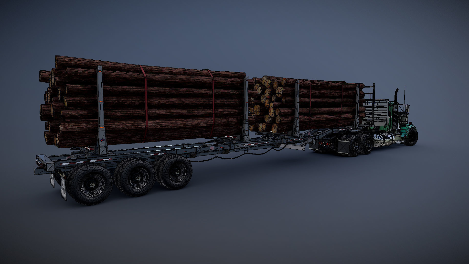Kenworth W900L logger  Low-poly 3D model_31
