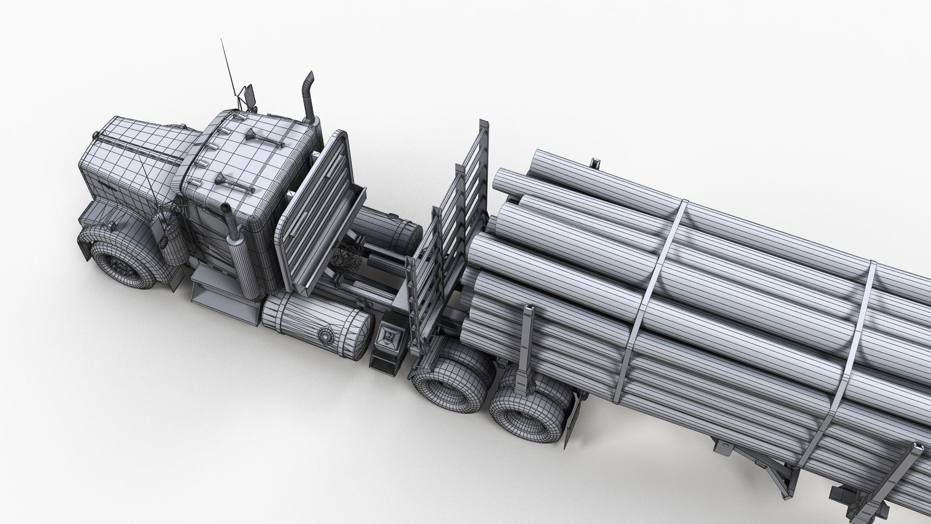 Kenworth W900L logger  Low-poly 3D model_15