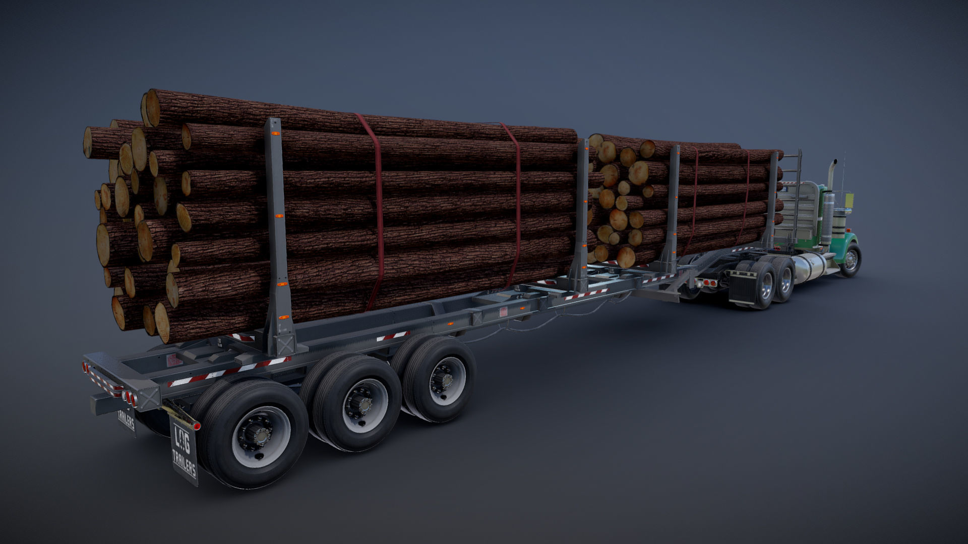 Kenworth W900L logger  Low-poly 3D model_20