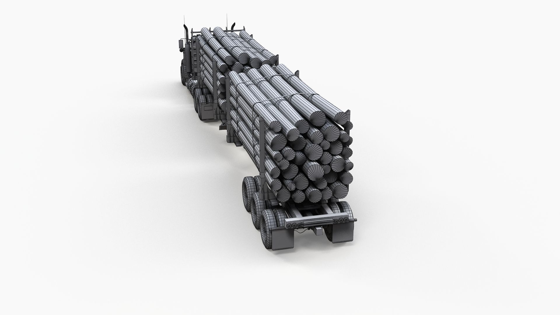Kenworth W900L logger  Low-poly 3D model_16