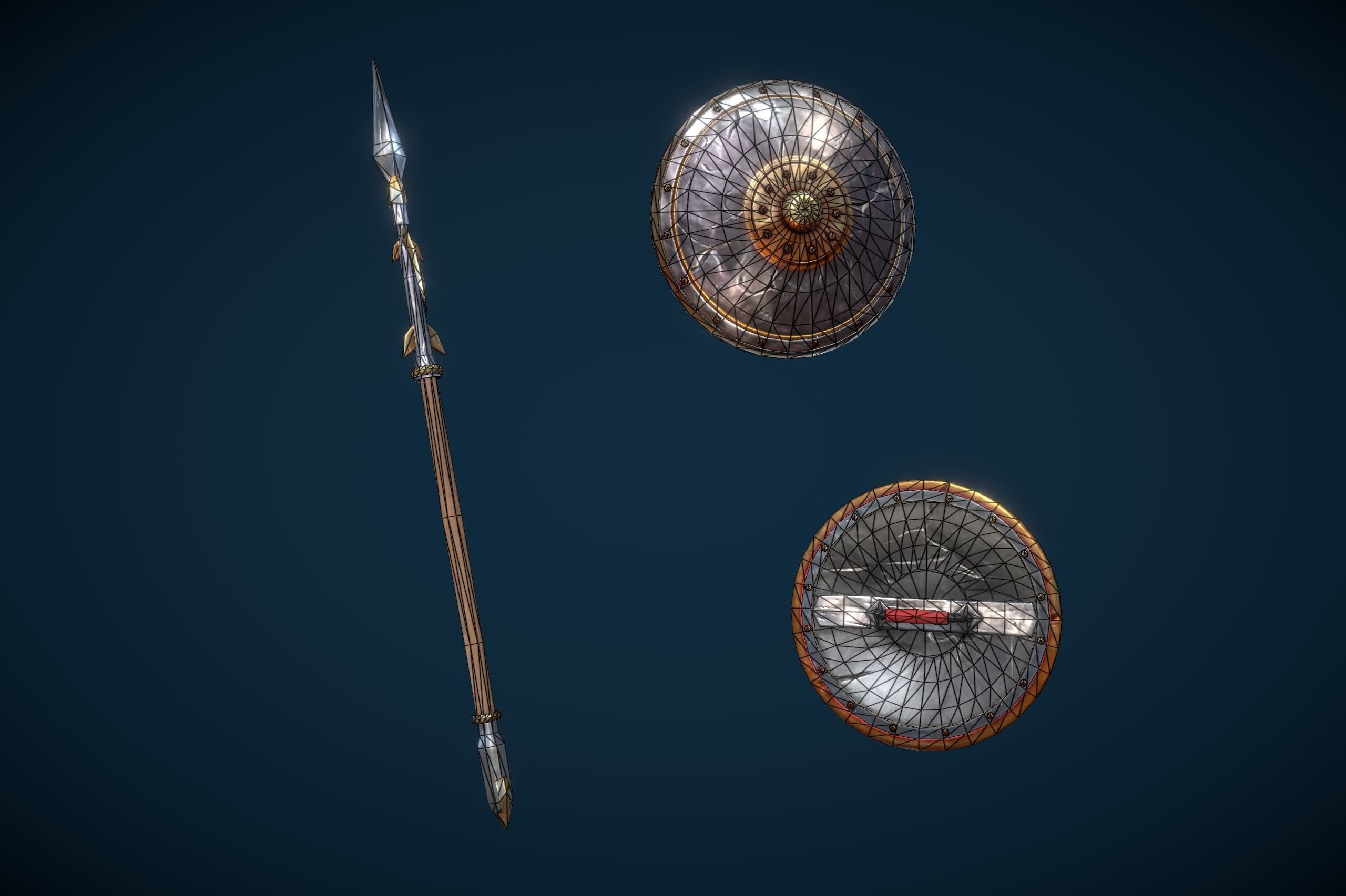 Skeleton Spear Thrower Low-poly 3D model_14