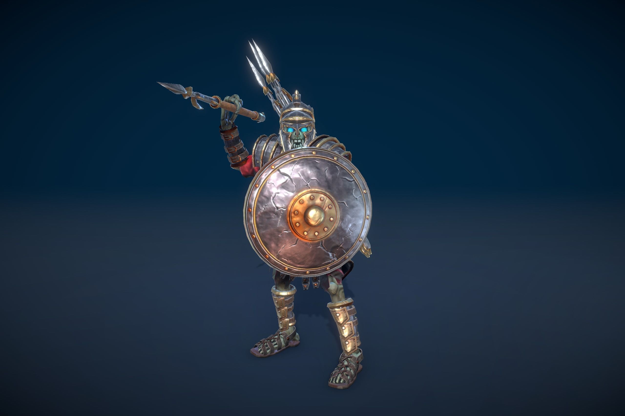 Skeleton Spear Thrower Low-poly 3D model_4