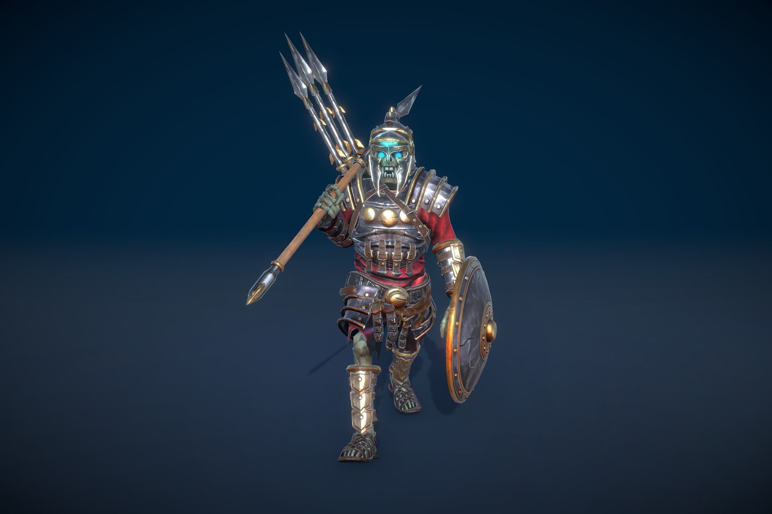 Skeleton Spear Thrower Low-poly 3D model_6