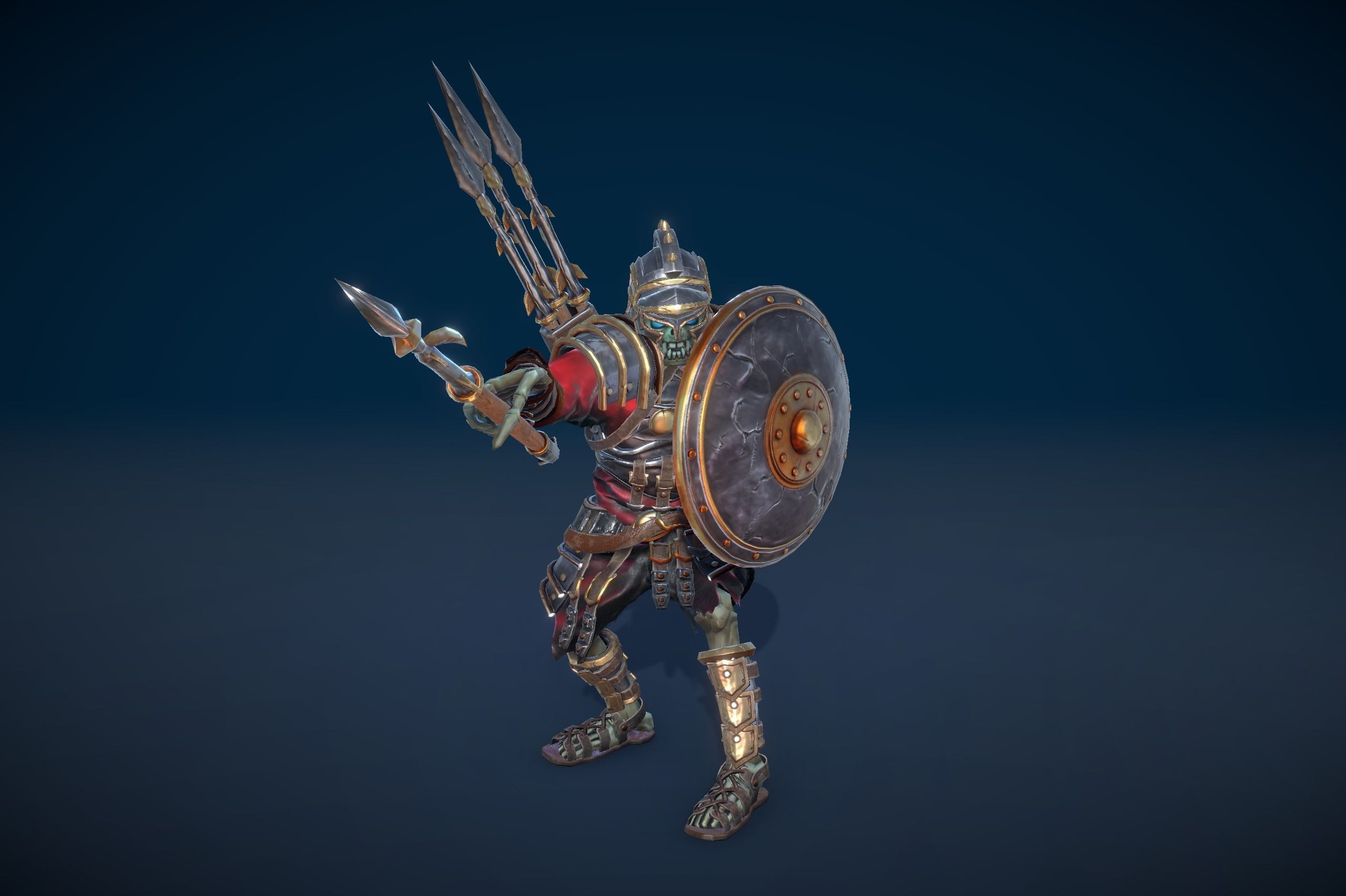 Skeleton Spear Thrower Low-poly 3D model_3