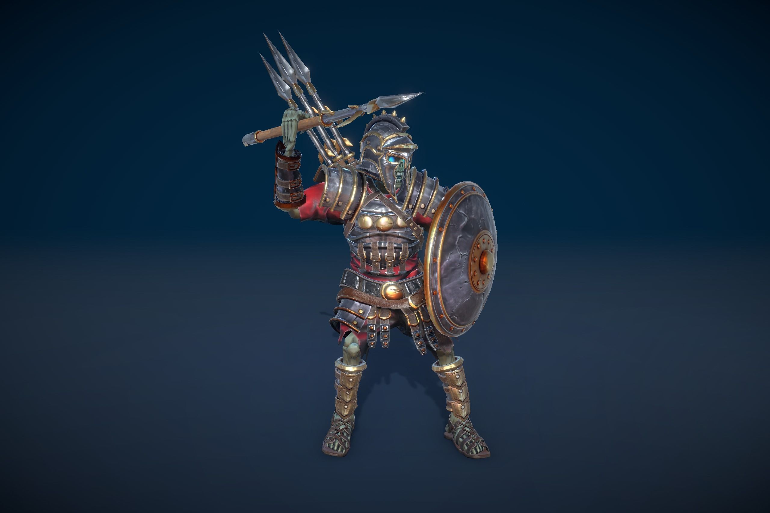 Skeleton Spear Thrower Low-poly 3D model_5