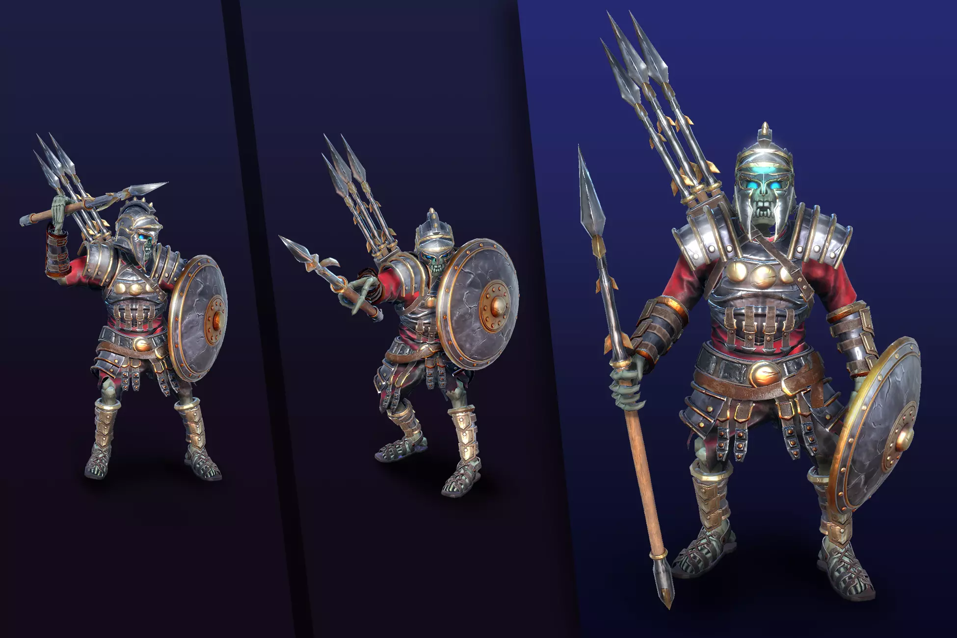 Skeleton Spear Thrower Low-poly 3D model_0