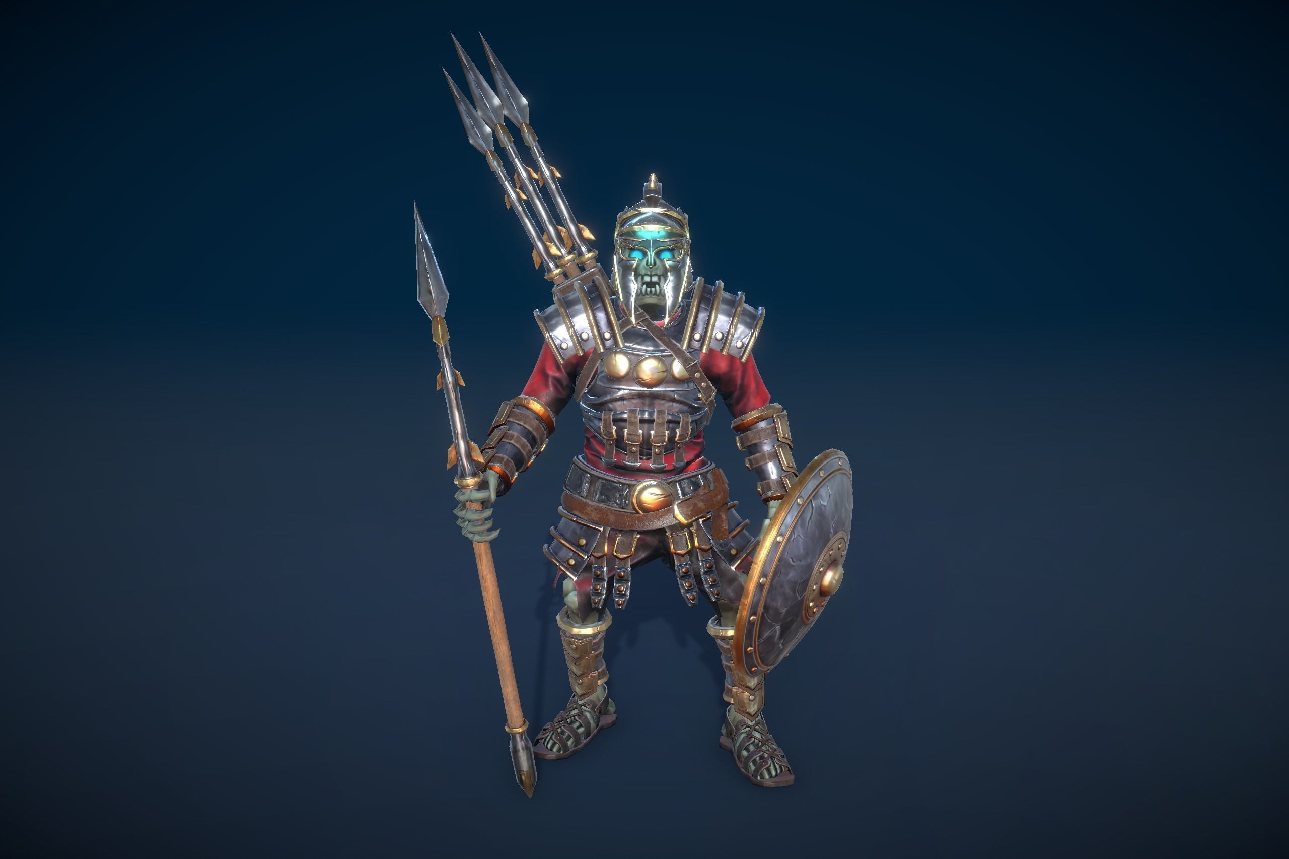 Skeleton Spear Thrower Low-poly 3D model_2