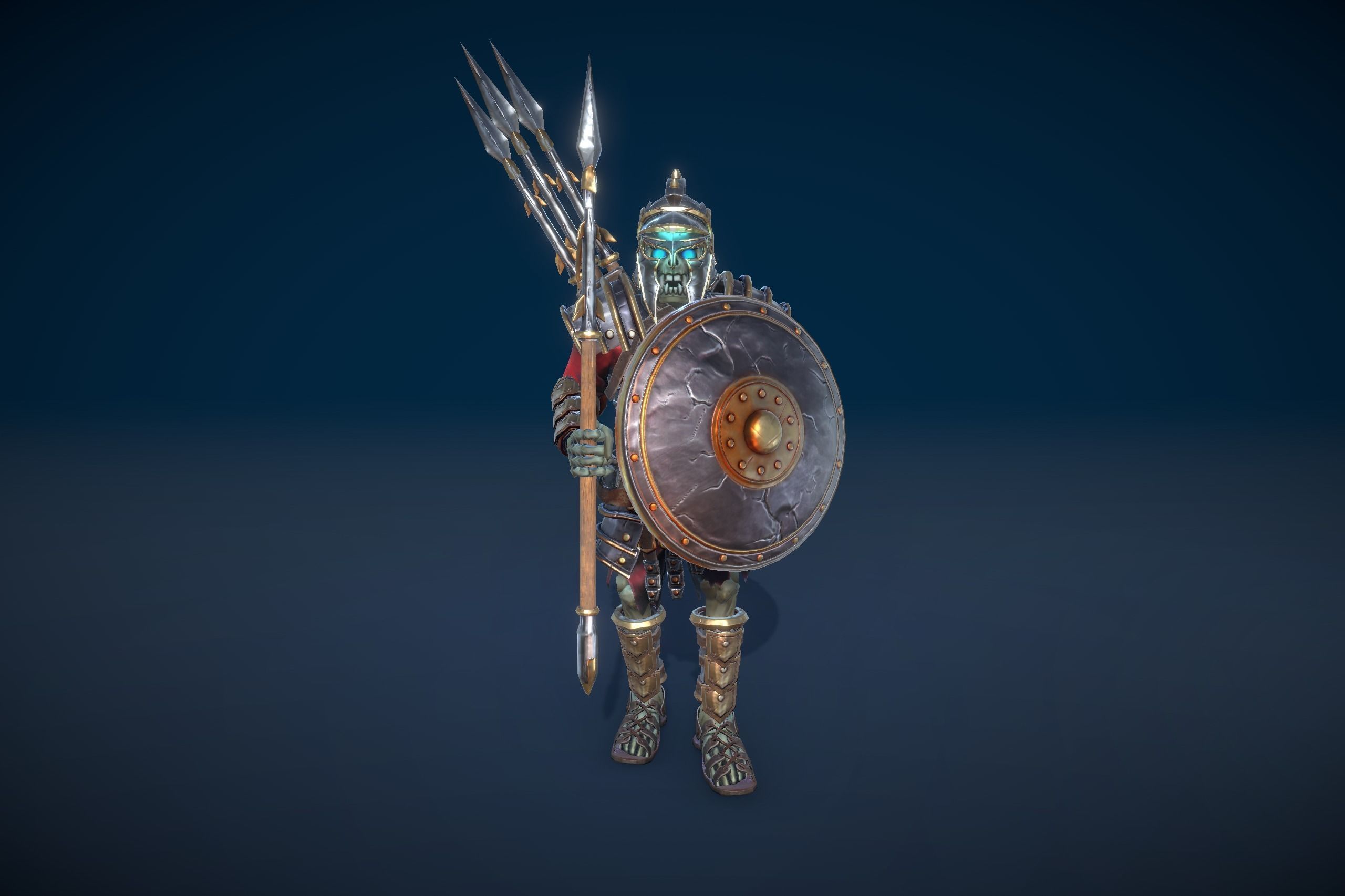 Skeleton Spear Thrower Low-poly 3D model_7