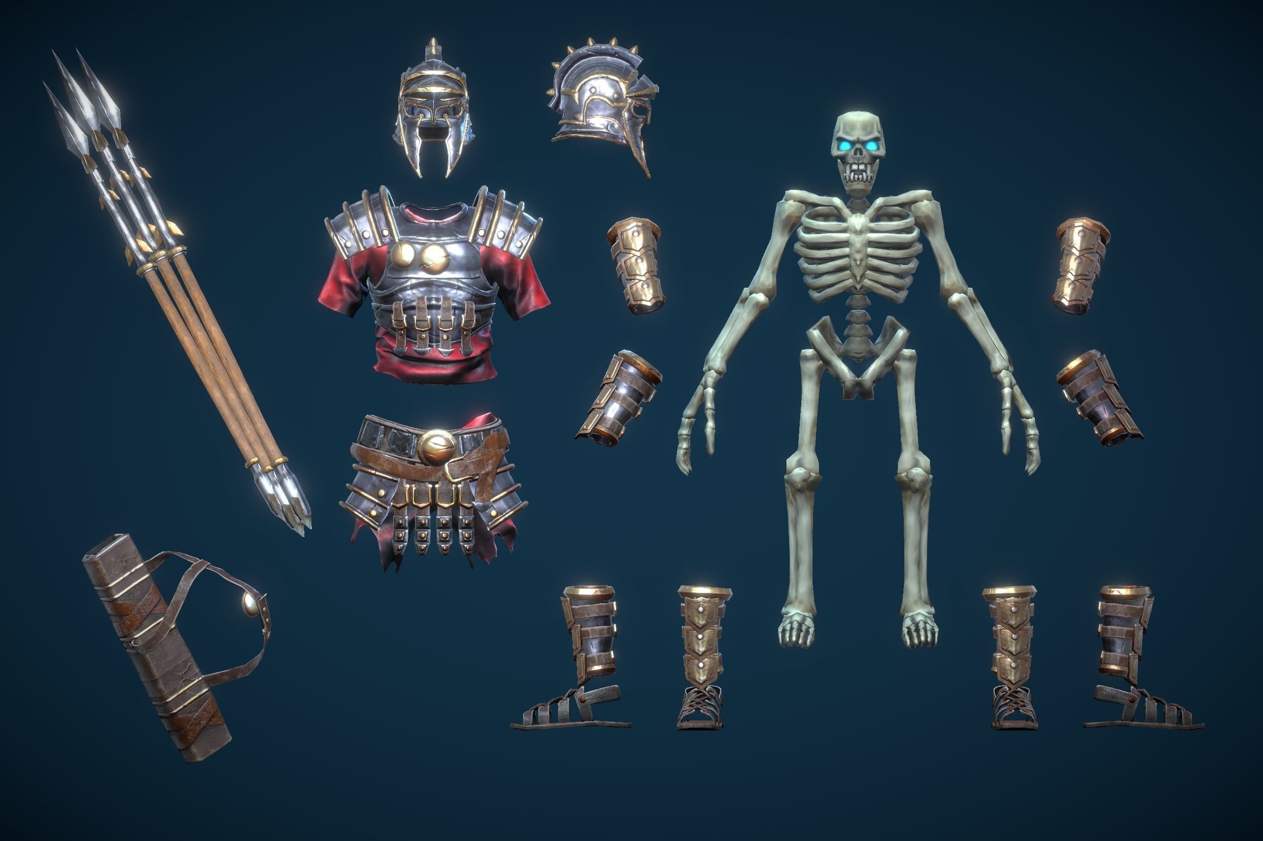 Skeleton Spear Thrower Low-poly 3D model_9