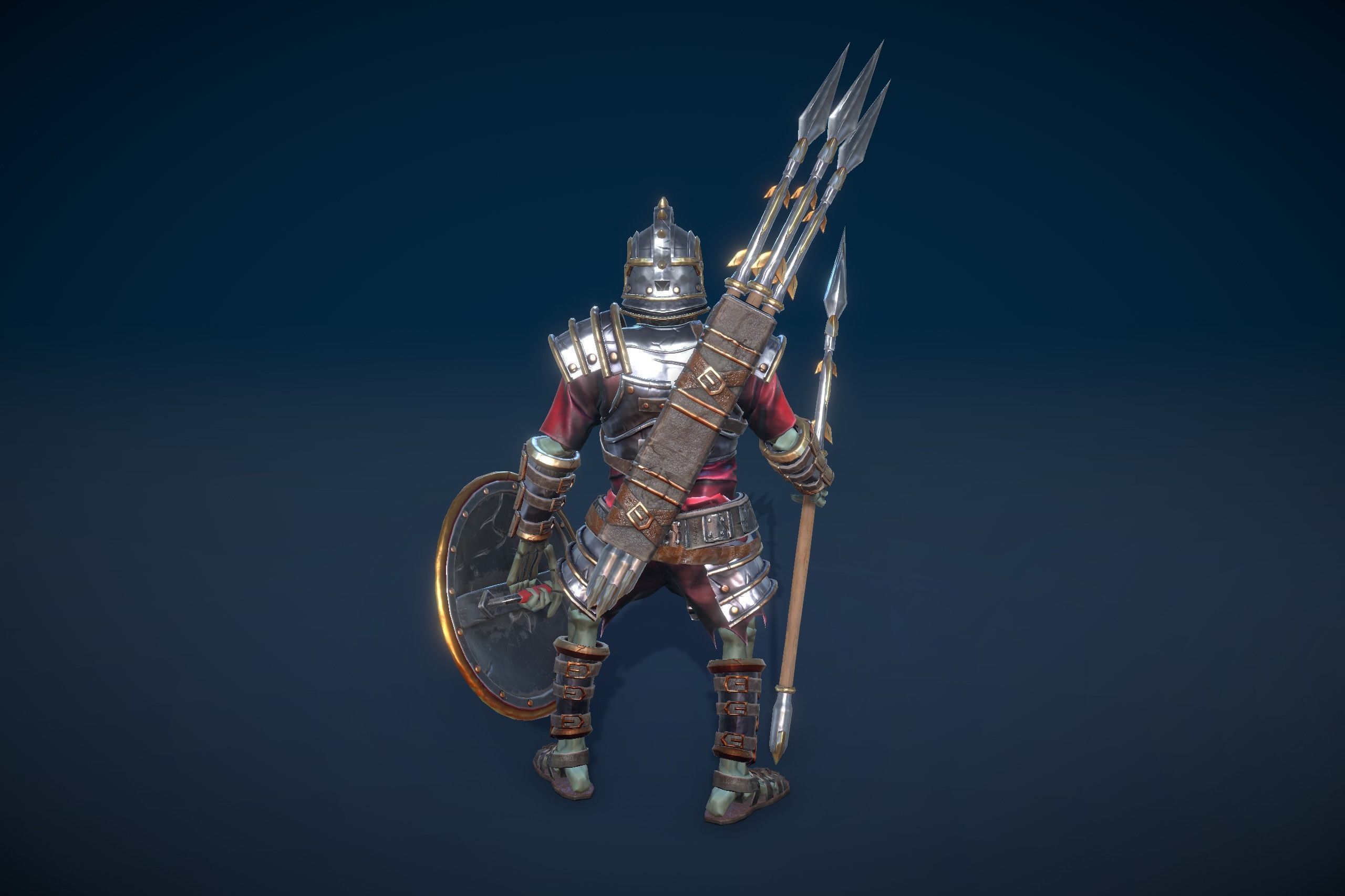 Skeleton Spear Thrower Low-poly 3D model_8