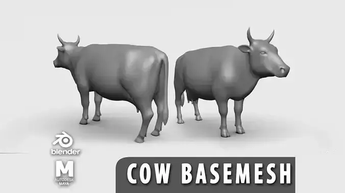 Cow BaseMesh Low-poly 3D model