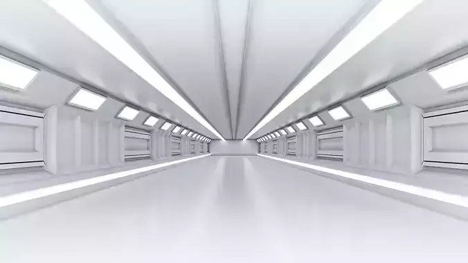 low poly sci fi corridor 09