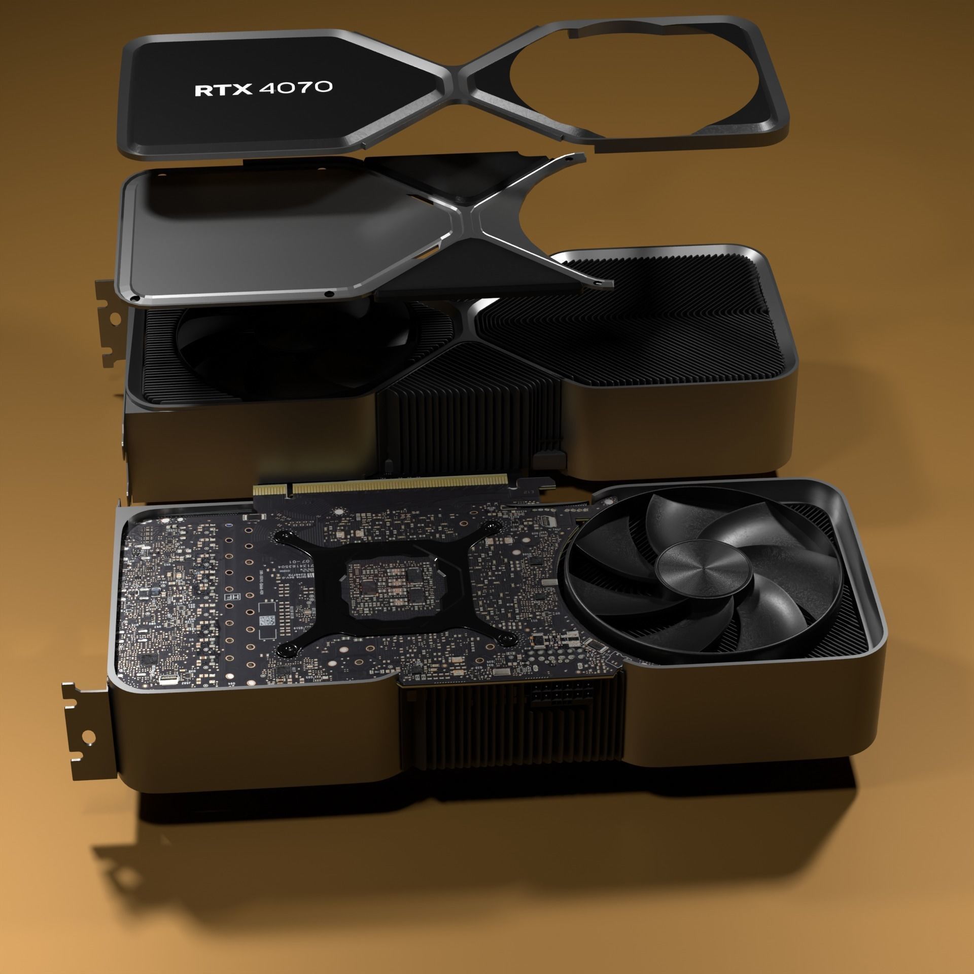 RTX 4070 Founders edition gaming video card 3D model_6