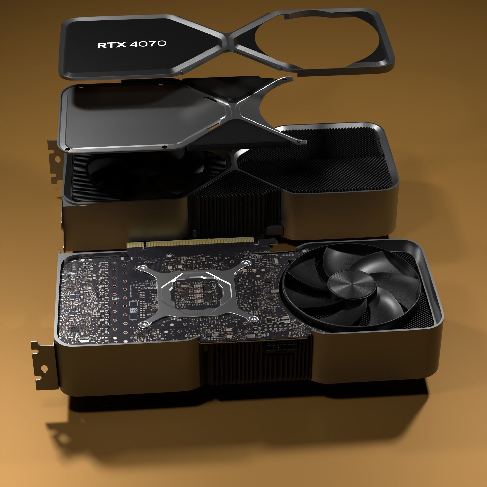 RTX 4070 Founders edition gaming video card 3D model_3