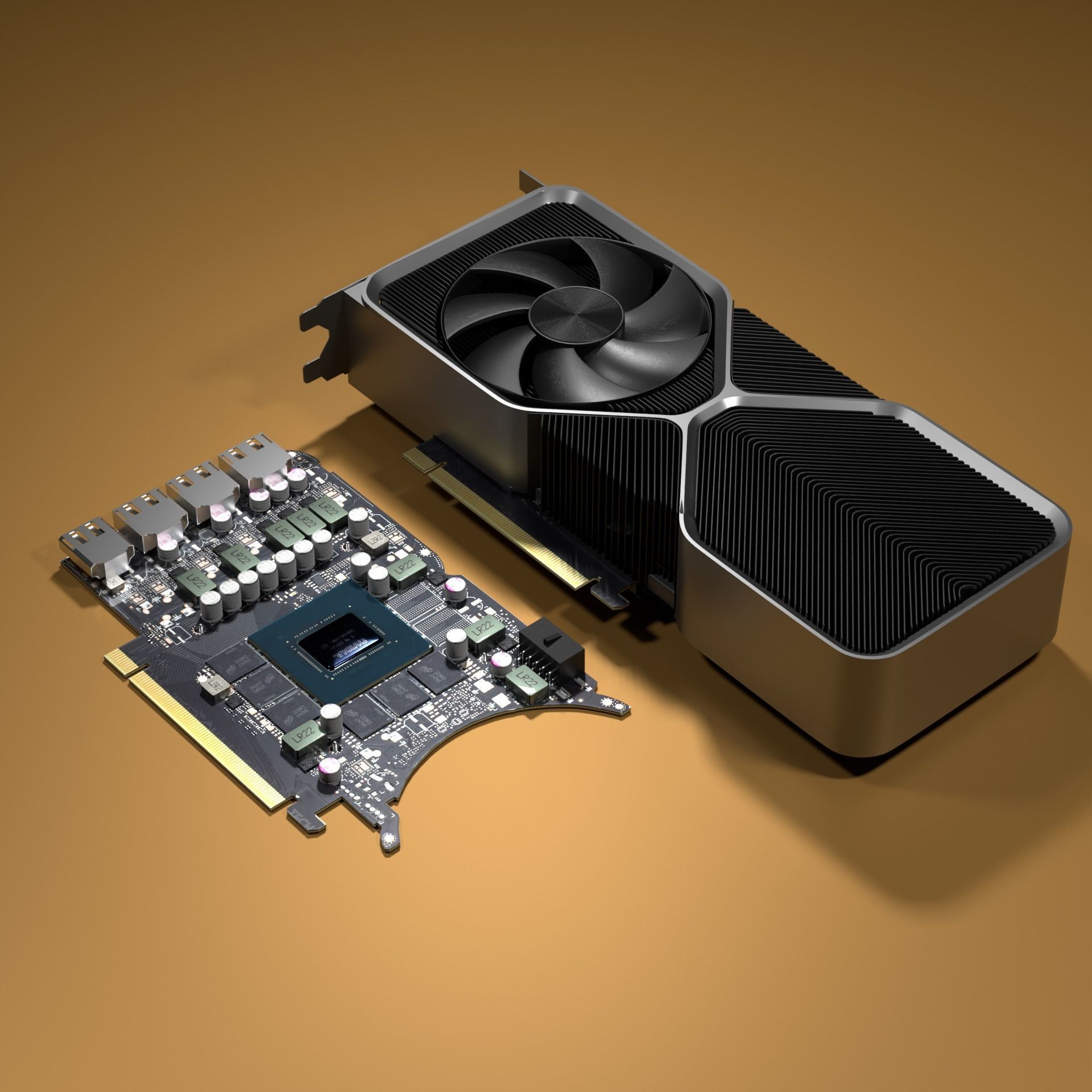 RTX 4070 Founders edition gaming video card 3D model_4