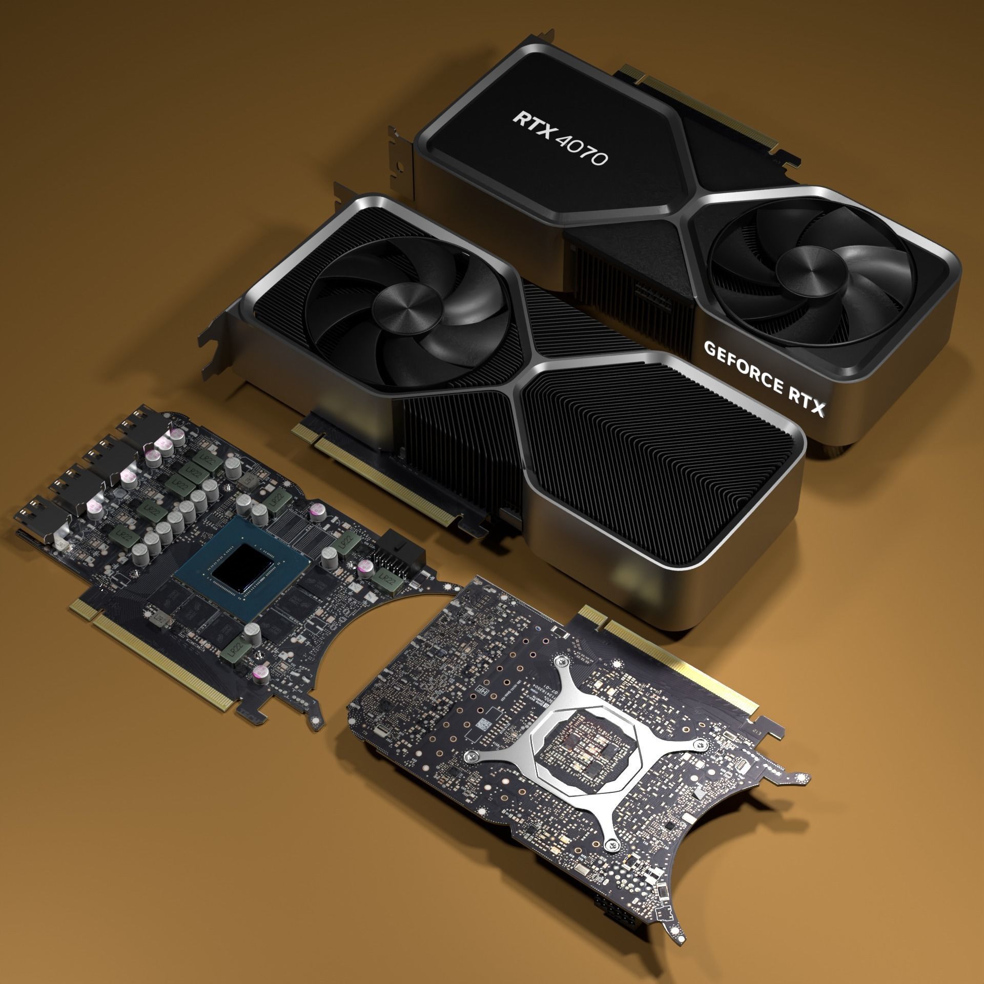 RTX 4070 Founders edition gaming video card 3D model_7
