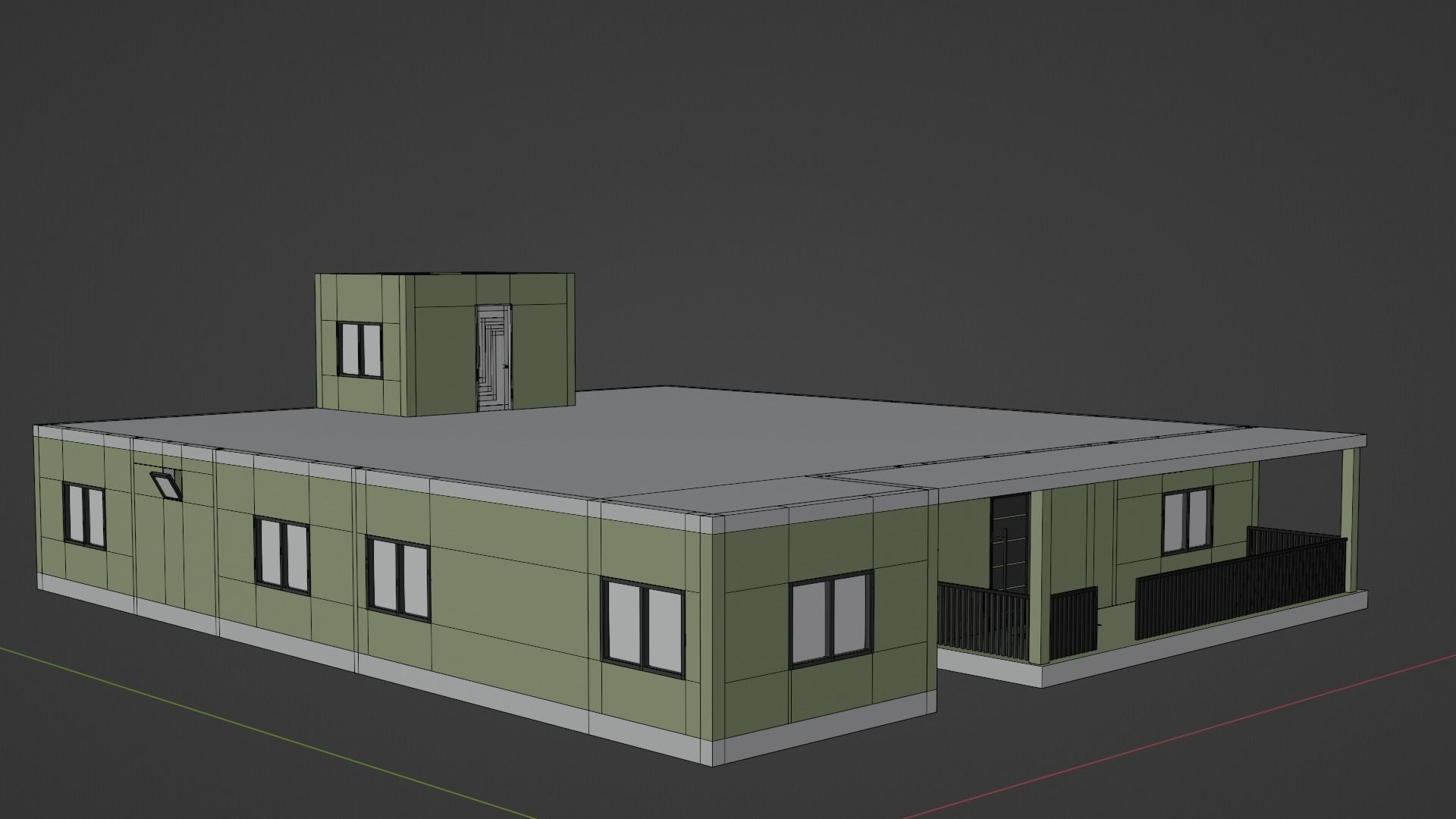 Single Storey House Free low-poly 3D model_9