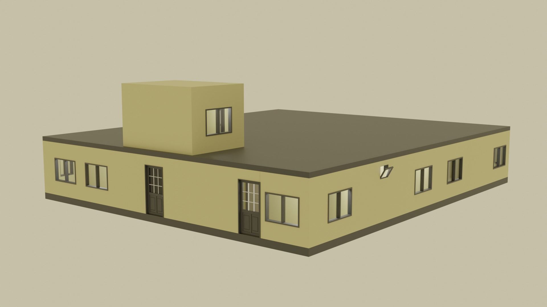 Single Storey House Free low-poly 3D model_1