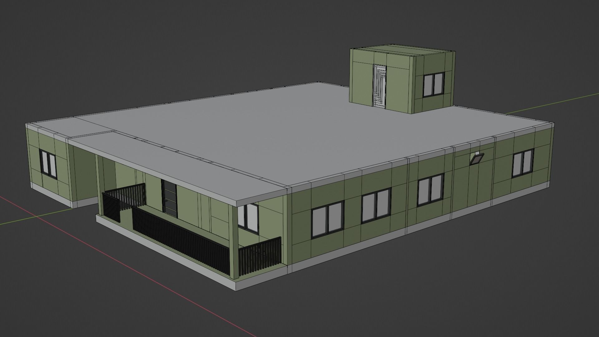 Single Storey House Free low-poly 3D model_6