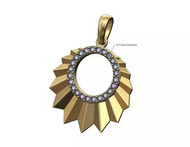 Diamond halo sunburst faceted pendant with bail