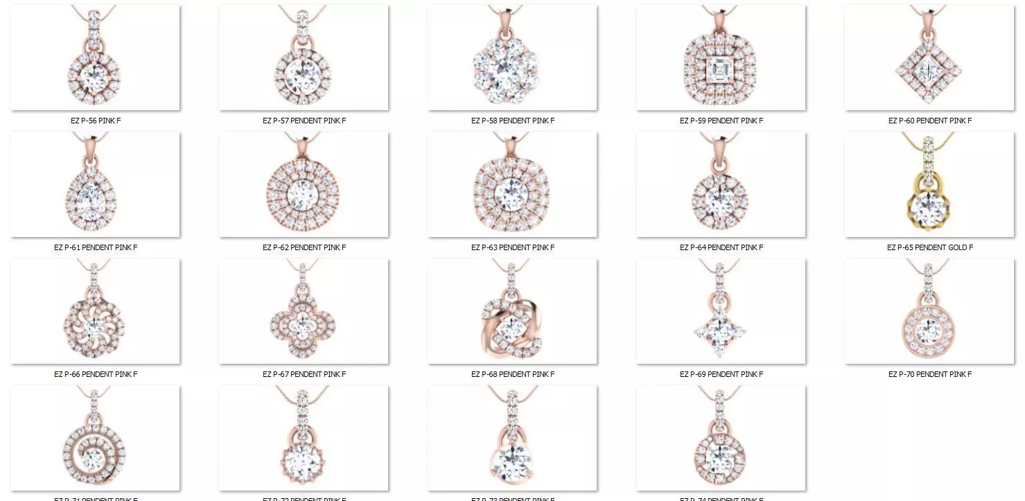 20 solitaire diamond pendents  3D print model_0