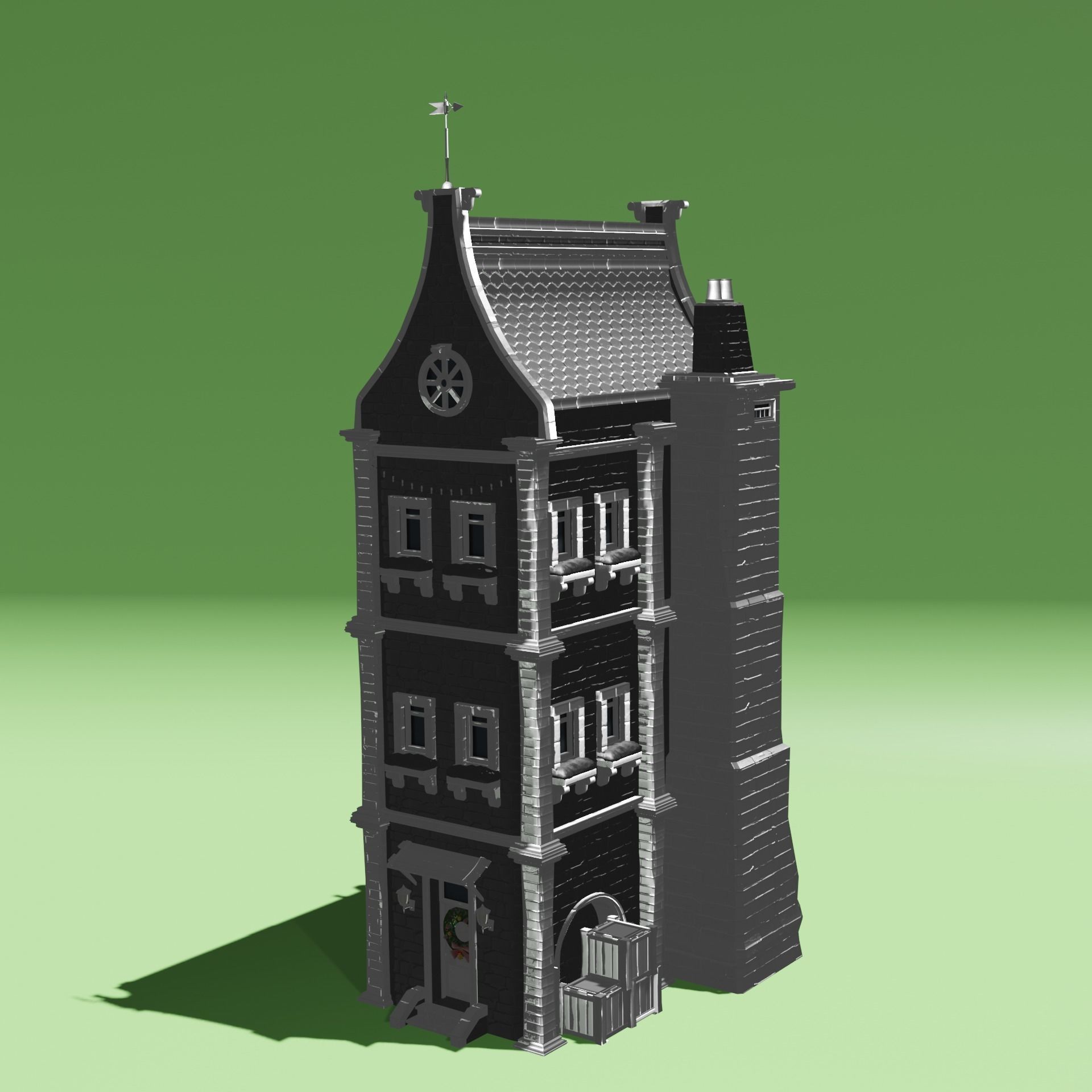 Winter House Low-poly 3D model_2