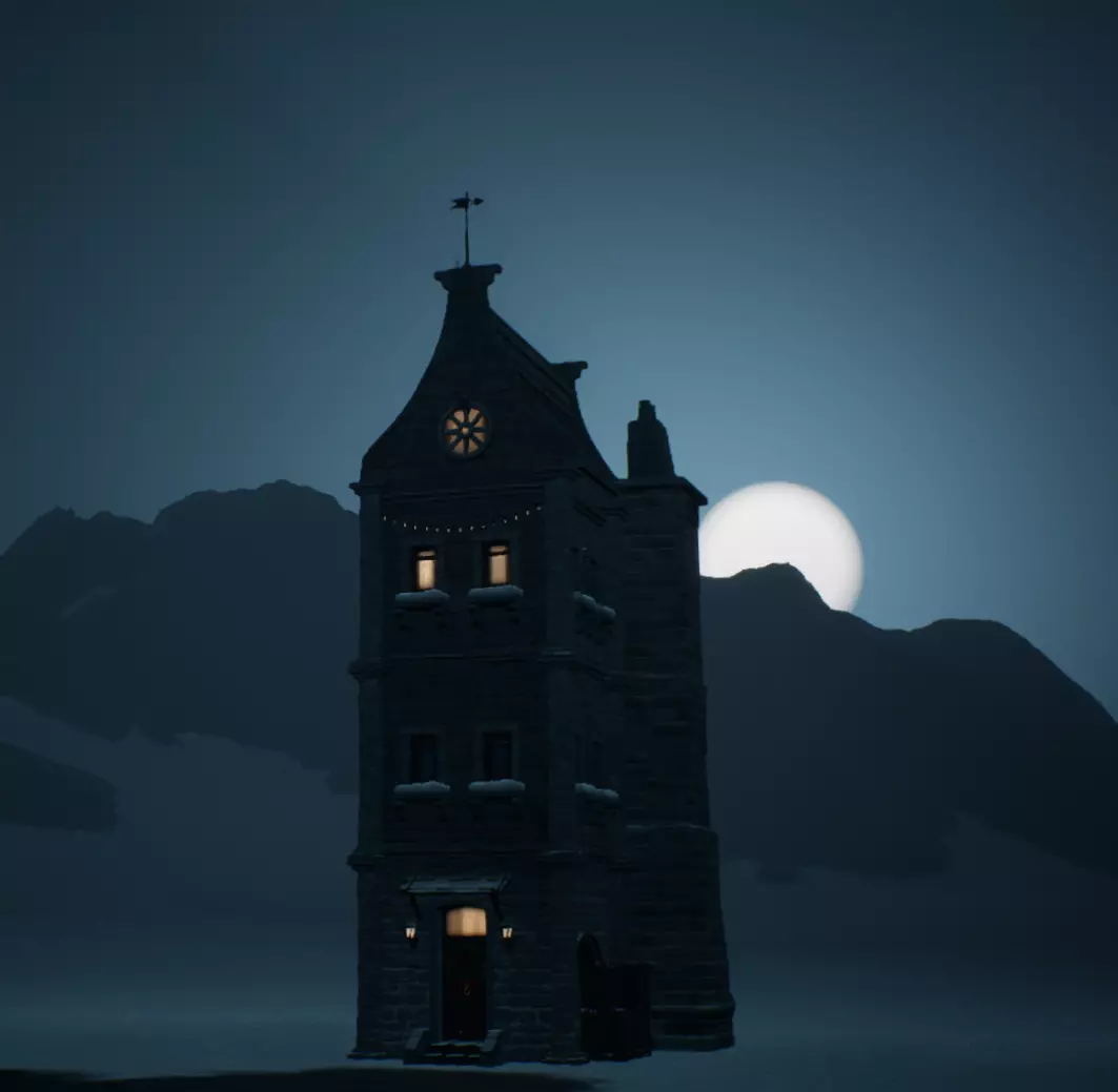 Winter House Low-poly 3D model_0