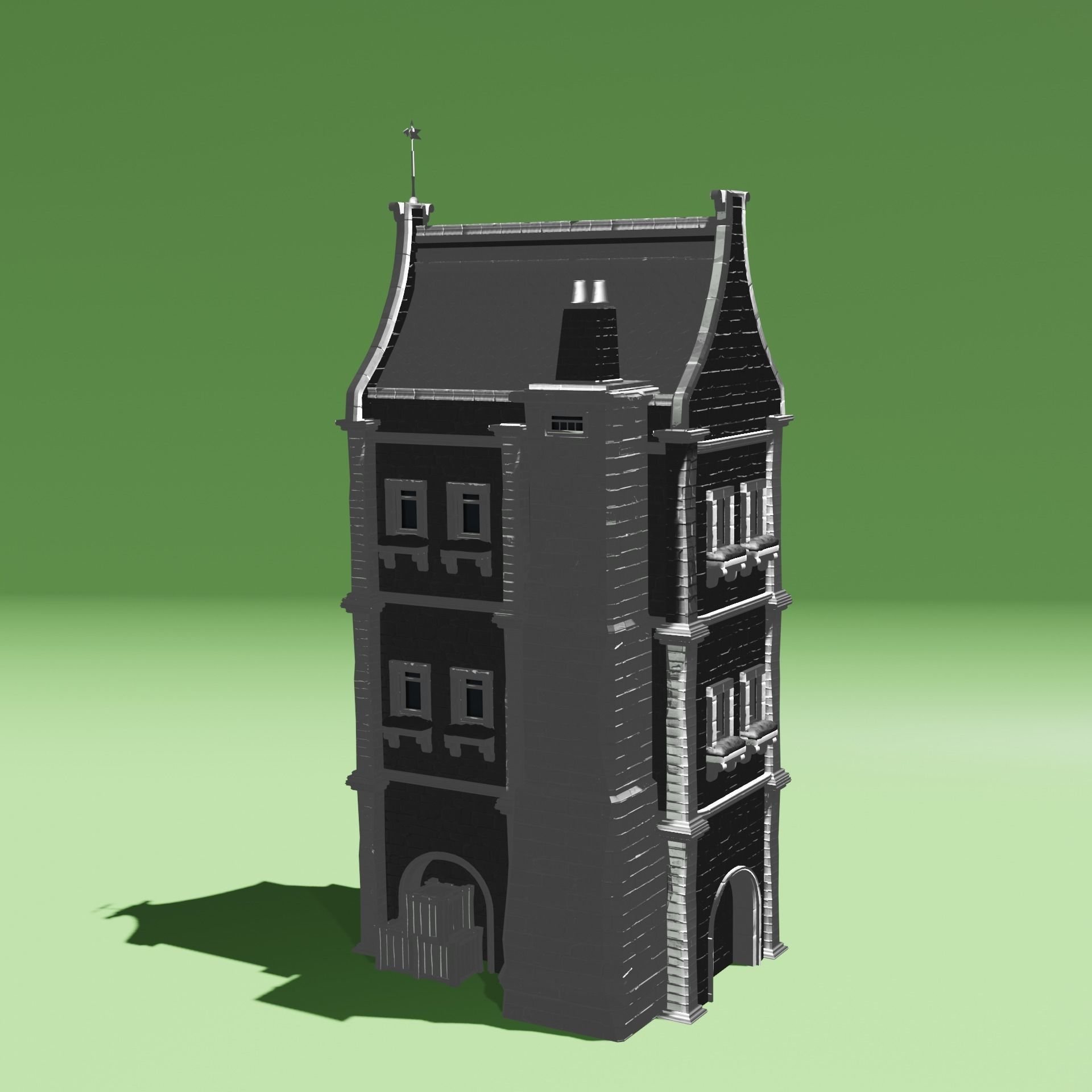 Winter House Low-poly 3D model_6