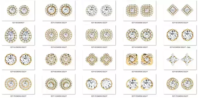 20 solitaire Earrings files with low cost  3D print model
