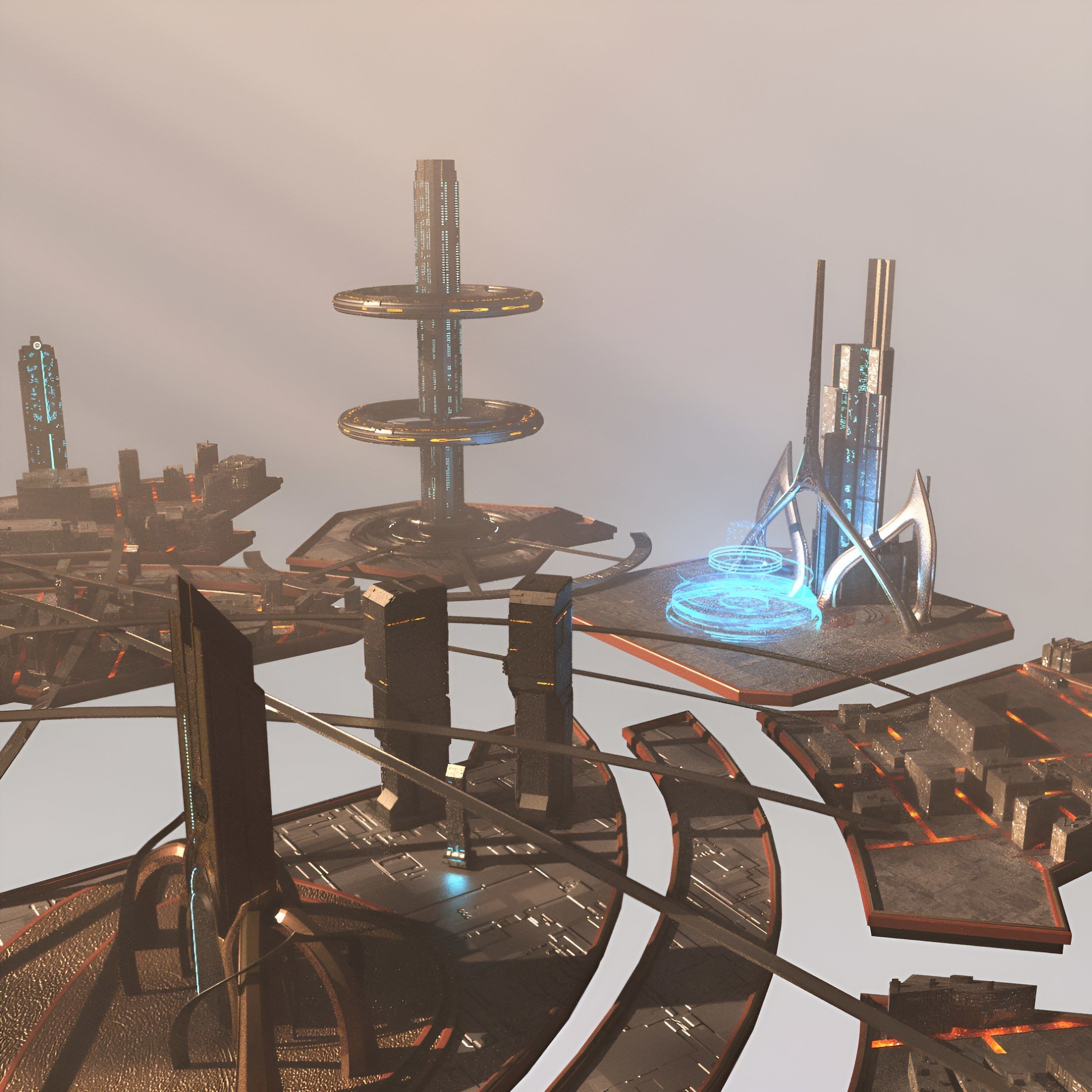 Fantastic City Low-poly 3D model_1