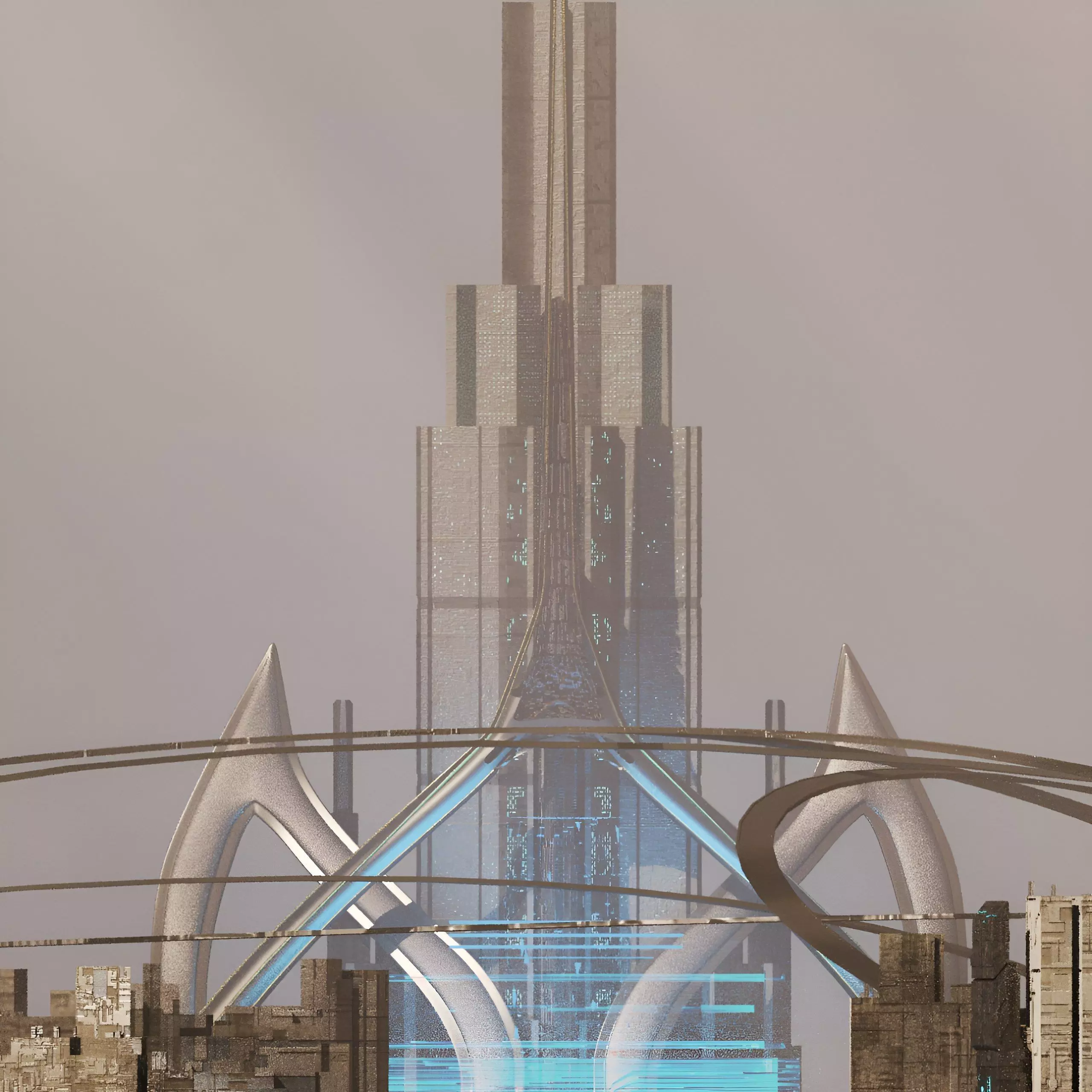 Fantastic City Low-poly 3D model_0