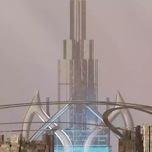 Fantastic City Low-poly 3D model