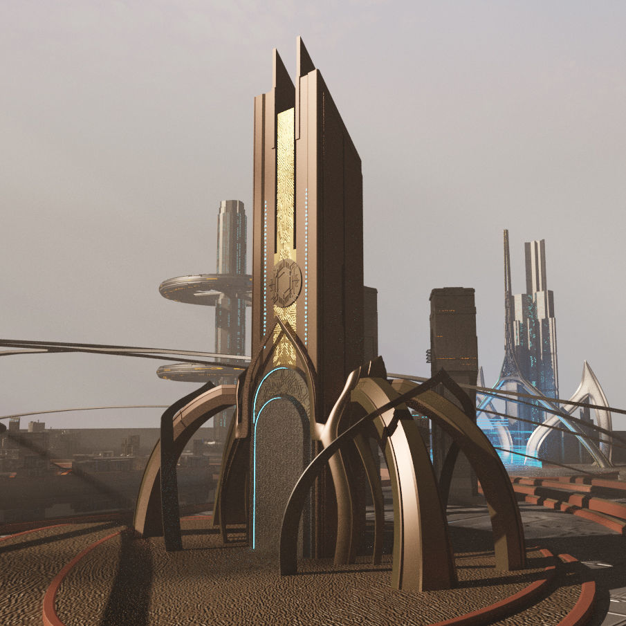 Fantastic City Low-poly 3D model_2