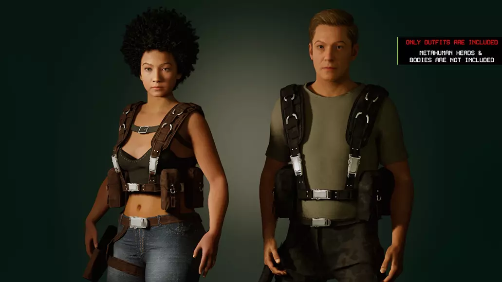 UE5 Metahuman Action Hero Modular Outfits Low-poly 3D model_0