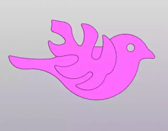 Bird with a wing-leaf Keychain Free 3D print model