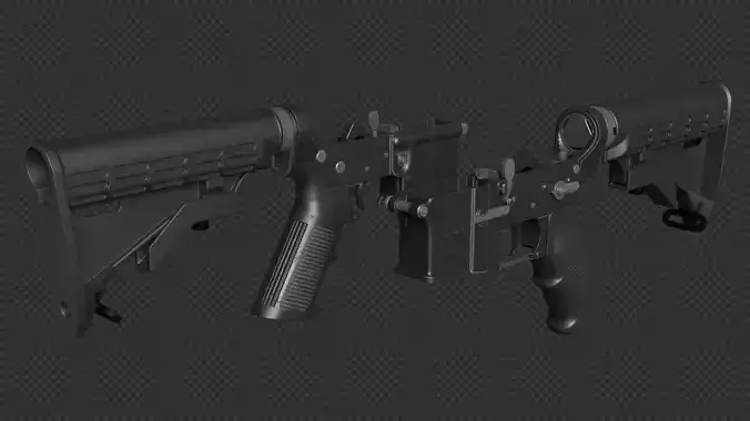 AR-15 Lower Receiver Assembly Low-poly 3D model