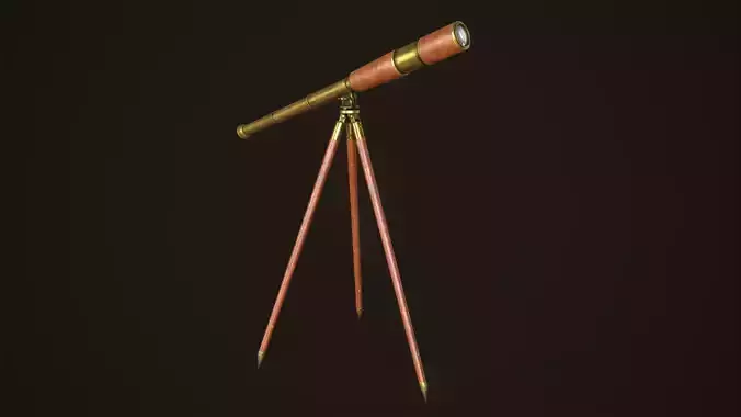 Vintage telescope Low-poly 3D model