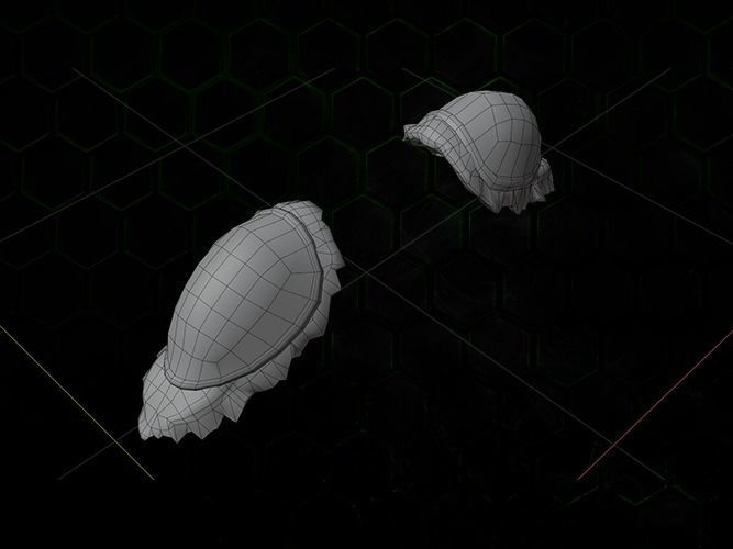 Shoulder Viking Ocotopus gazukull for film and game female armor Low-poly 3D model_6