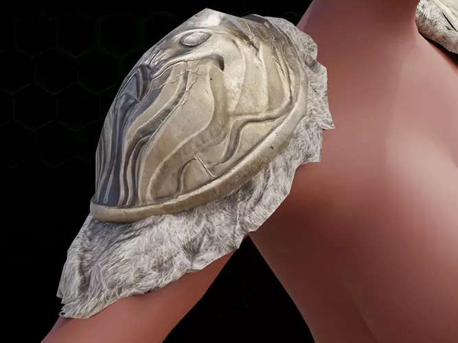 Shoulder Viking Ocotopus gazukull for film and game female armor Low-poly 3D model_0