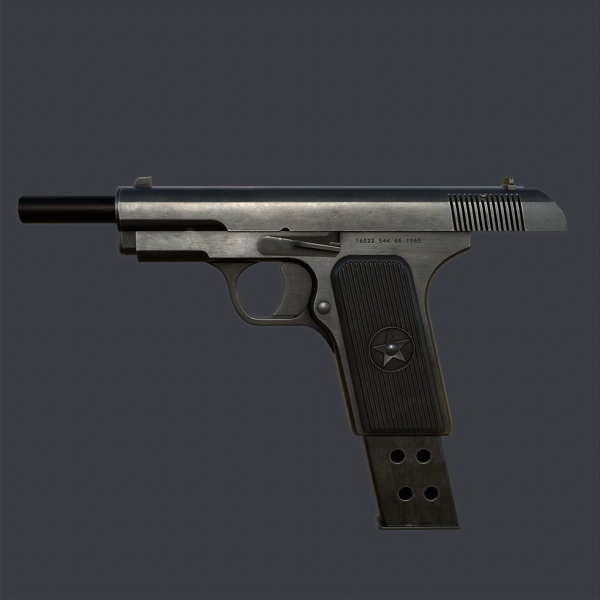 Type 54 pistol pistol realistic PBR process 3D model_2