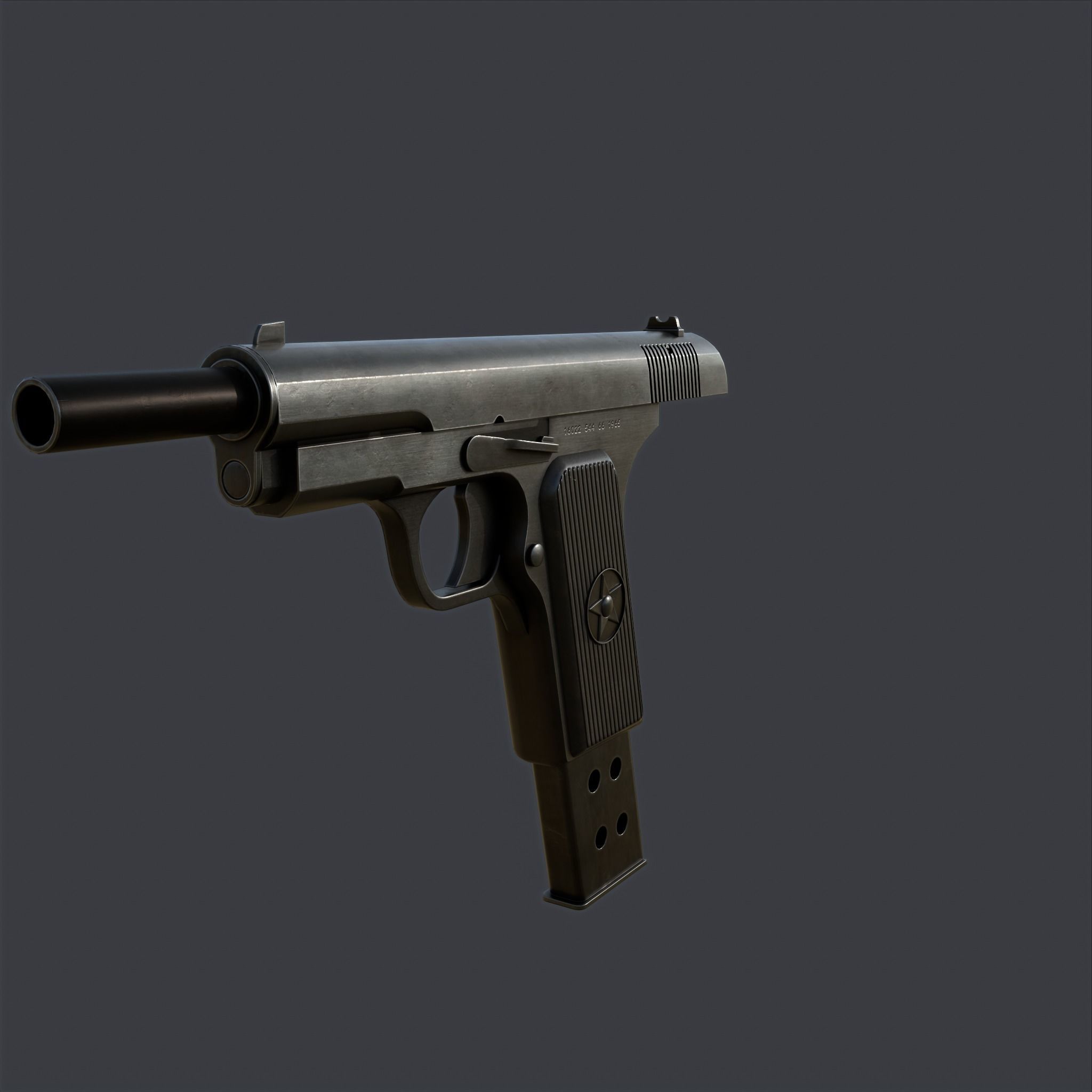 Type 54 pistol pistol realistic PBR process 3D model_3